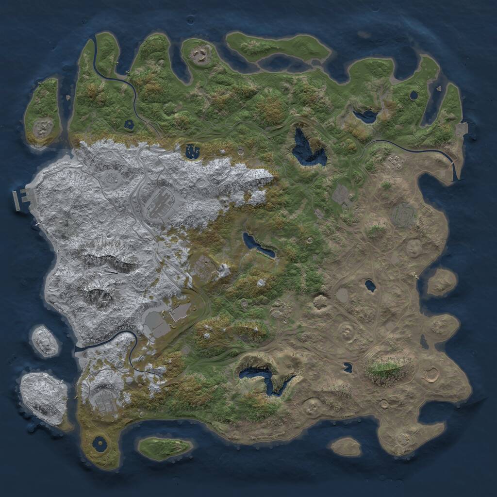 Rust Map: Procedural Map, Size: 5000, Seed: 25000, 16 Monuments