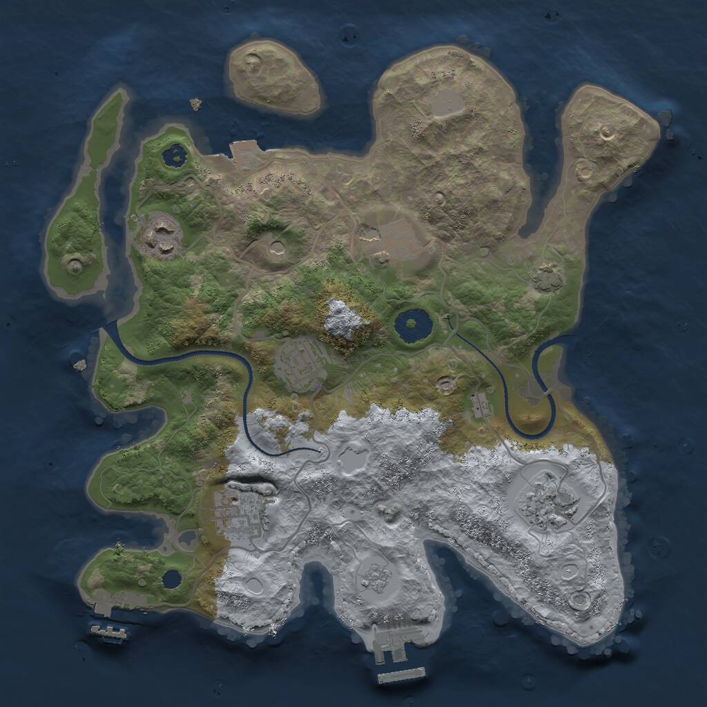 Rust Map: Procedural Map, Size: 3000, Seed: 1226876237, 11 Monuments