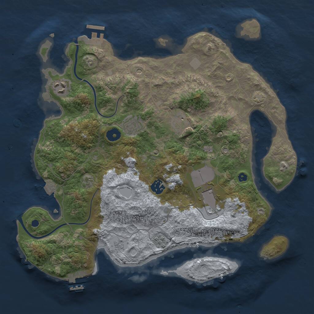 Rust Map: Procedural Map, Size: 3500, Seed: 1150486873, 12 Monuments