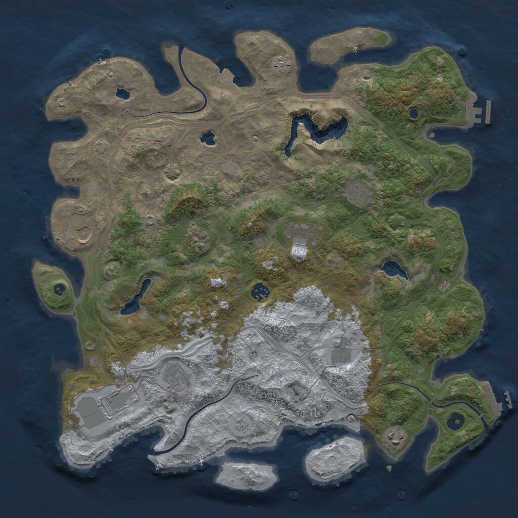 Rust Map: Procedural Map, Size: 4500, Seed: 23545531, 16 Monuments