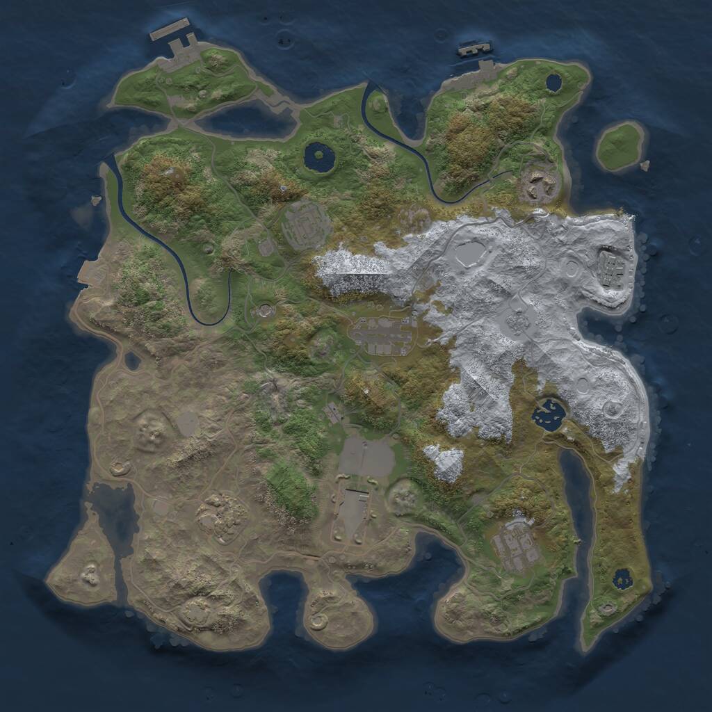 Rust Map: Procedural Map, Size: 3500, Seed: 1780867639, 14 Monuments