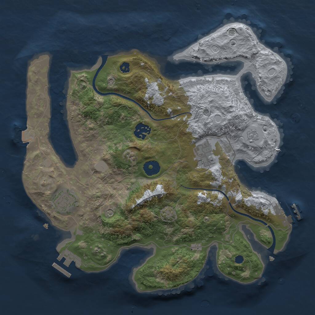 Rust Map: Procedural Map, Size: 3000, Seed: 1545599649, 9 Monuments