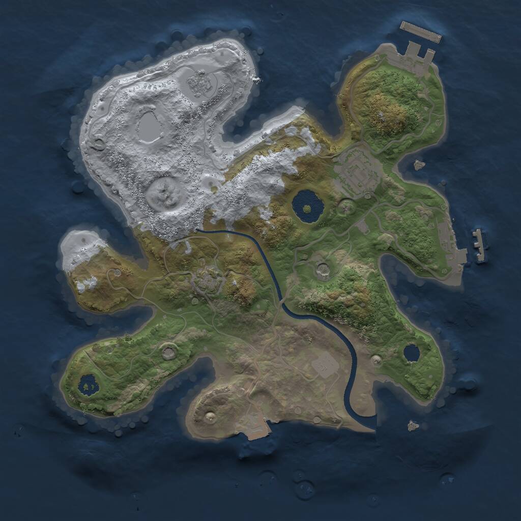Rust Map: Procedural Map, Size: 2500, Seed: 3614, 7 Monuments