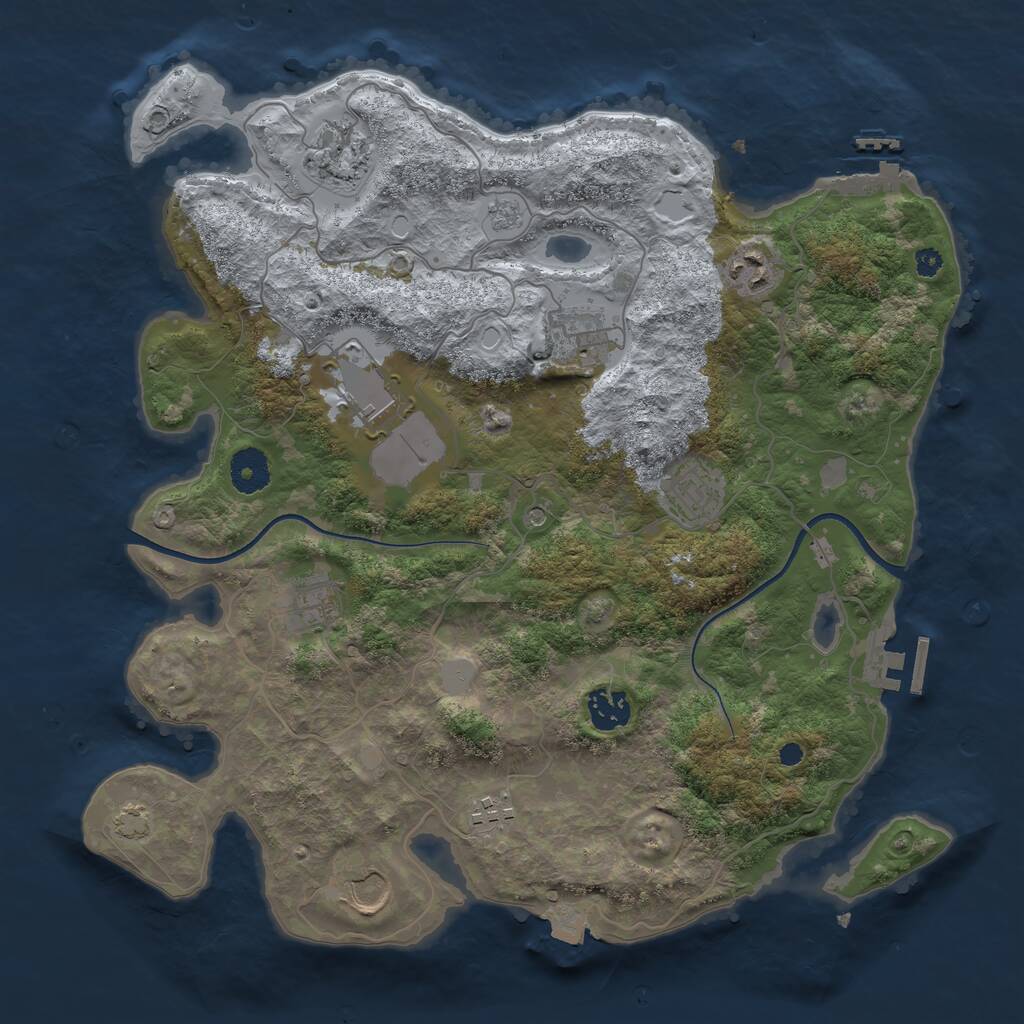 Rust Map: Procedural Map, Size: 3600, Seed: 1688431400, 15 Monuments