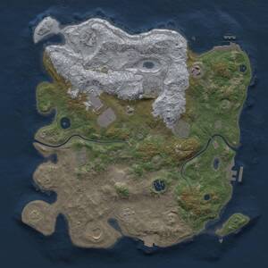 Thumbnail Rust Map: Procedural Map, Size: 3600, Seed: 1688431400, 15 Monuments