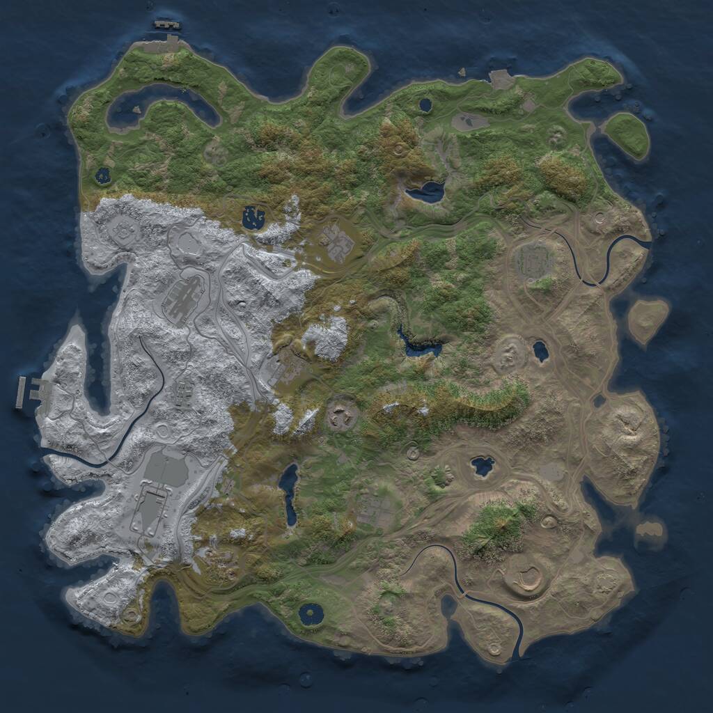 Rust Map: Procedural Map, Size: 4500, Seed: 292617858, 17 Monuments