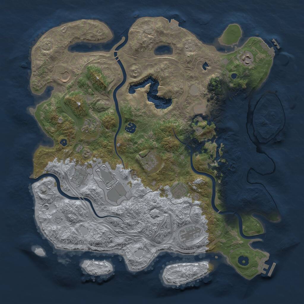 Rust Map: Procedural Map, Size: 4250, Seed: 696190156, 17 Monuments