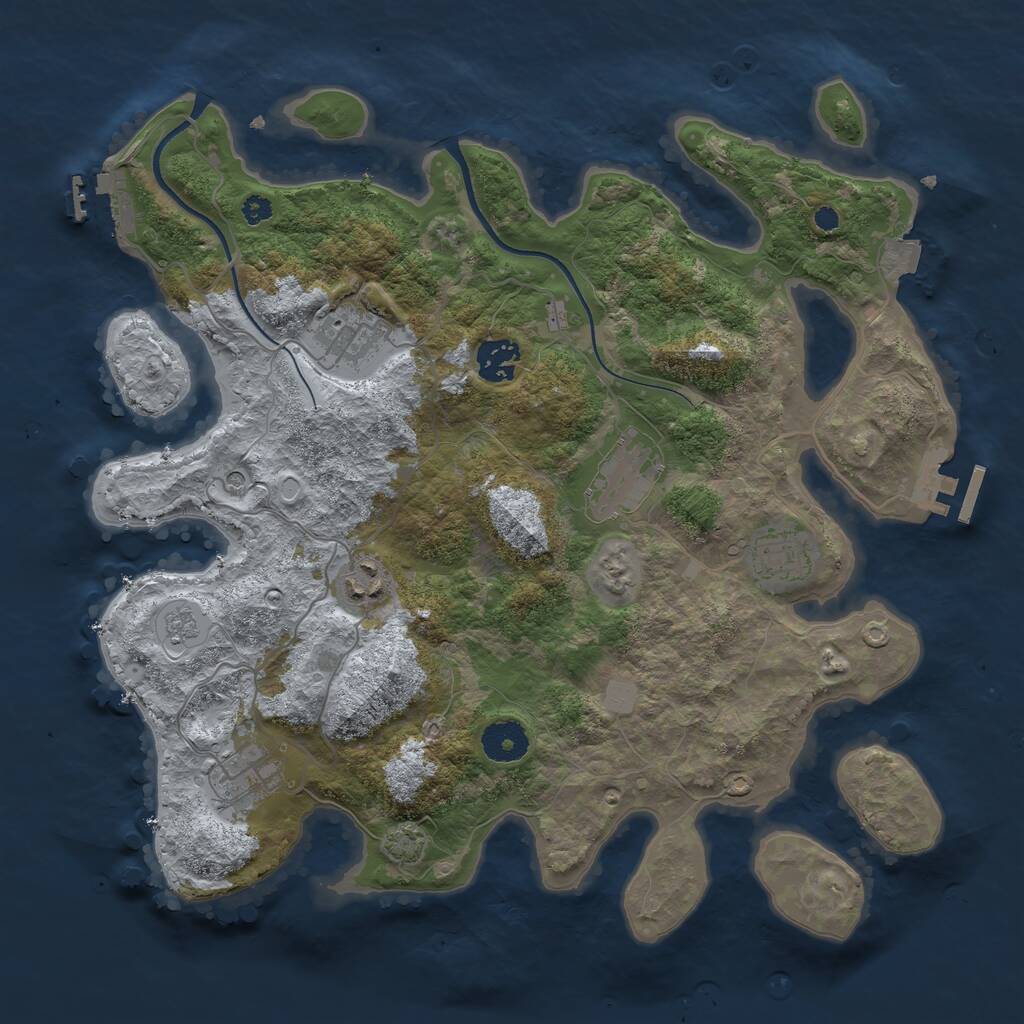 Rust Map: Procedural Map, Size: 3500, Seed: 21297664, 12 Monuments