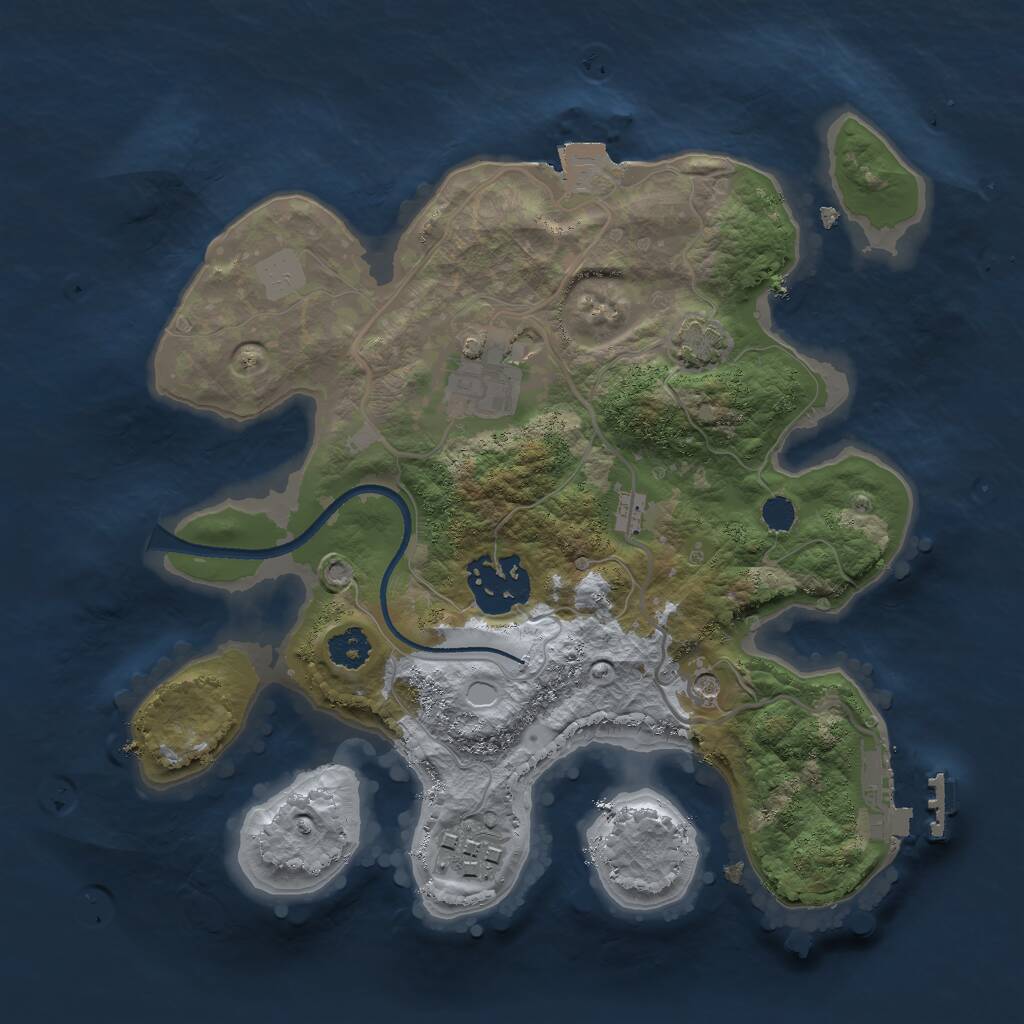 Rust Map: Procedural Map, Size: 2500, Seed: 1254251129, 7 Monuments