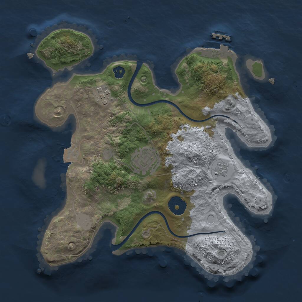 Rust Map: Procedural Map, Size: 2500, Seed: 651227991, 5 Monuments