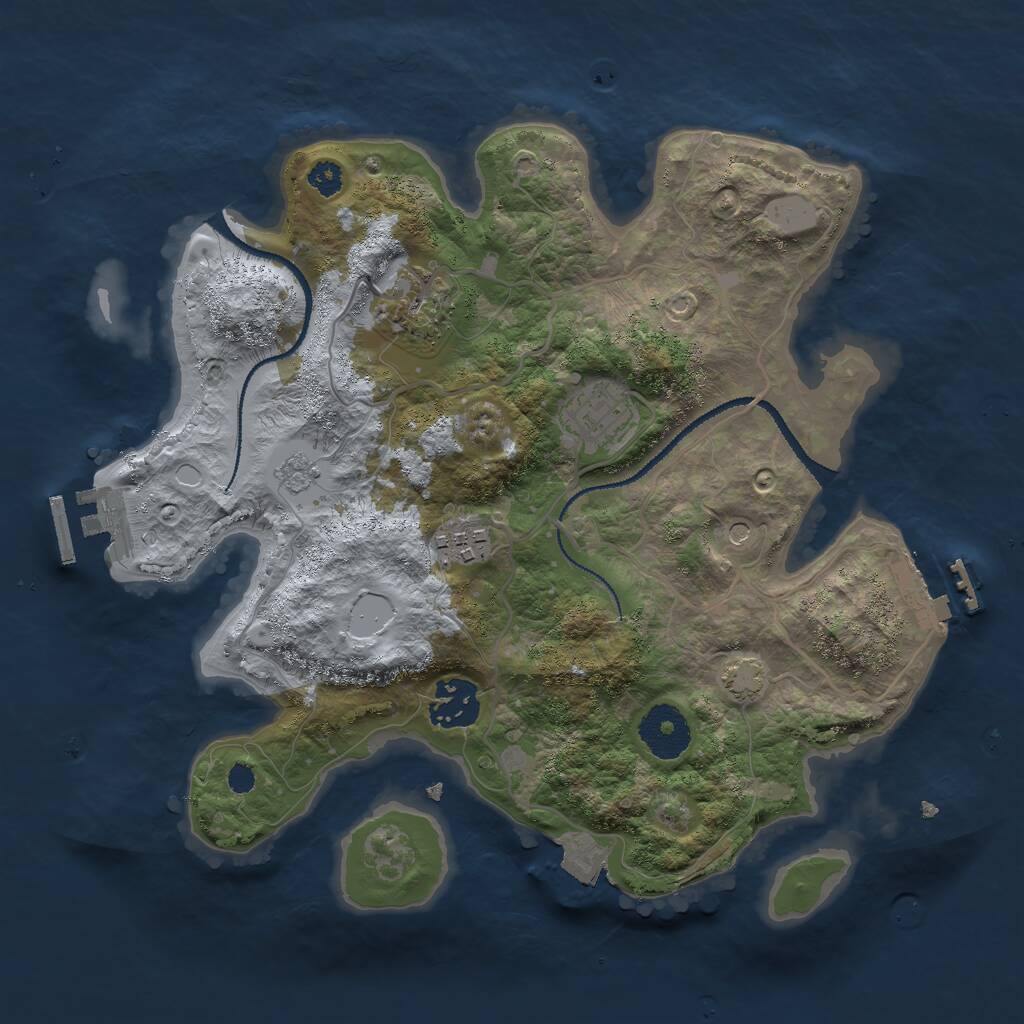 Rust Map: Procedural Map, Size: 3000, Seed: 1915, 10 Monuments