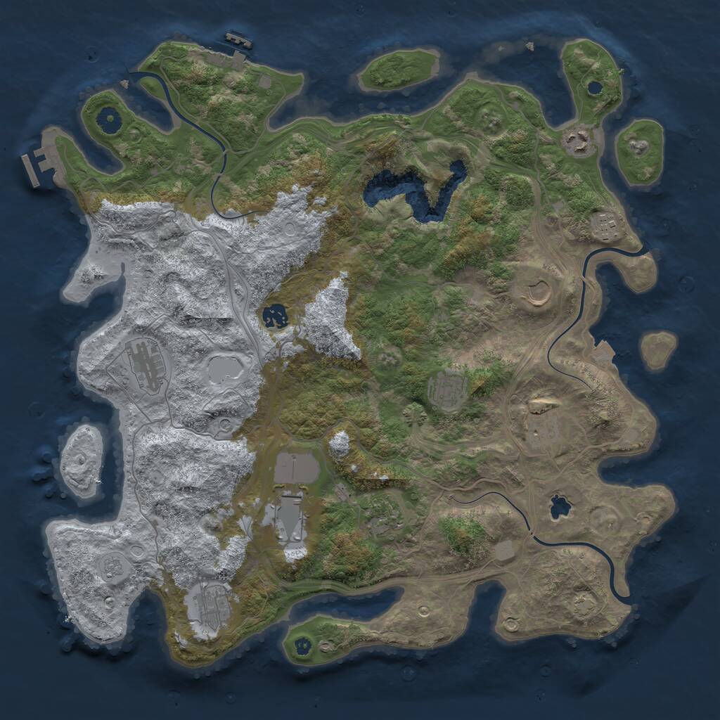 Rust Map: Procedural Map, Size: 4250, Seed: 593502833, 16 Monuments