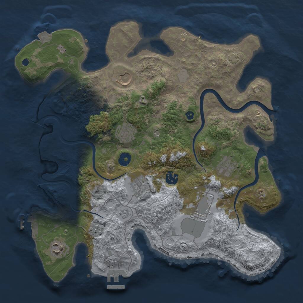 Rust Map: Procedural Map, Size: 3500, Seed: 2007205939, 14 Monuments