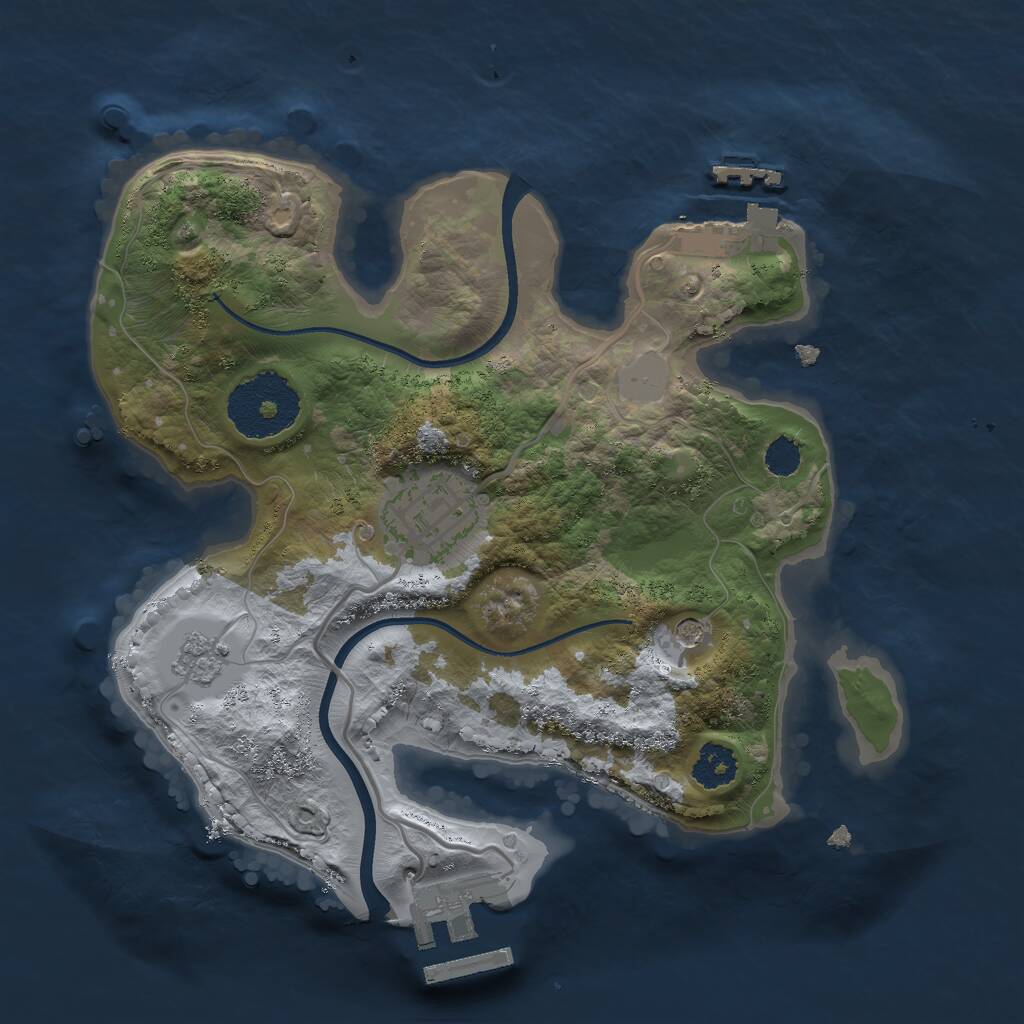 Rust Map: Procedural Map, Size: 2300, Seed: 1397542831, 8 Monuments