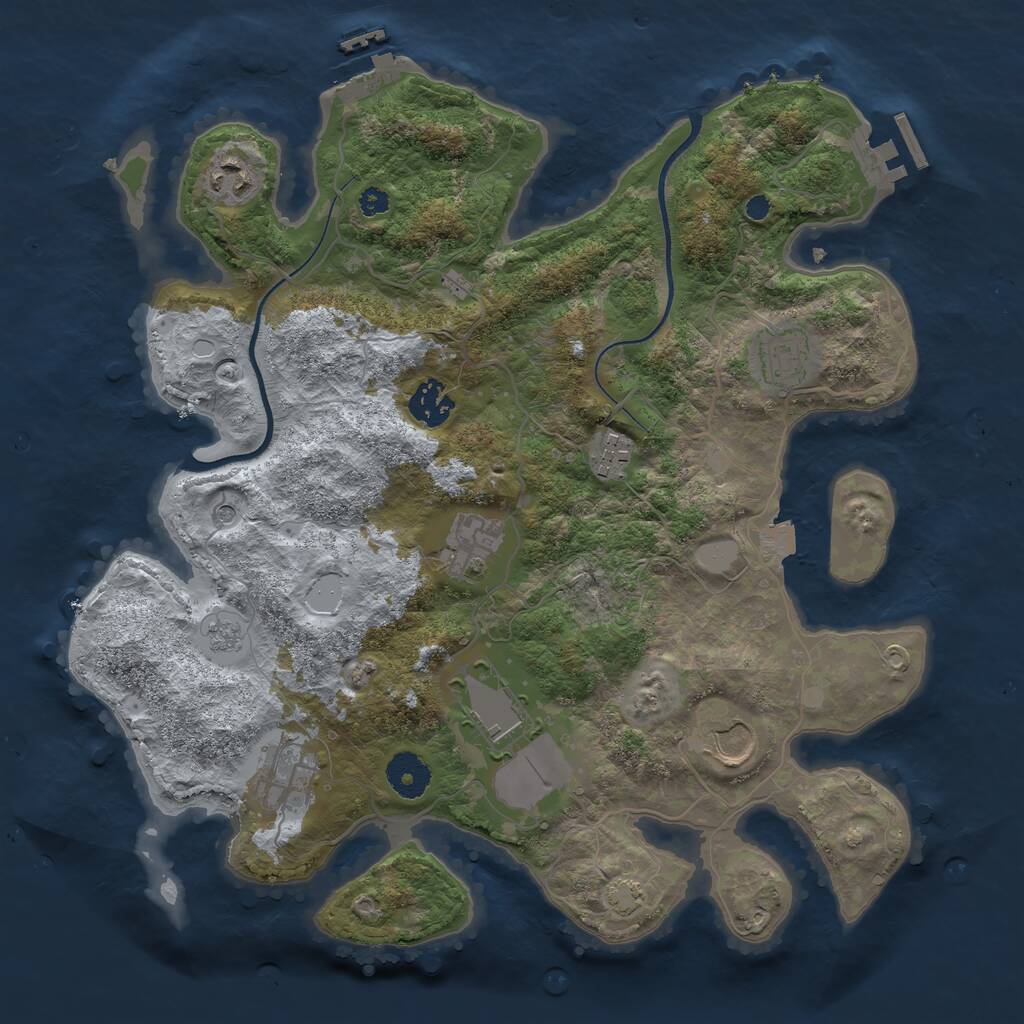 Rust Map: Procedural Map, Size: 3500, Seed: 25866, 14 Monuments