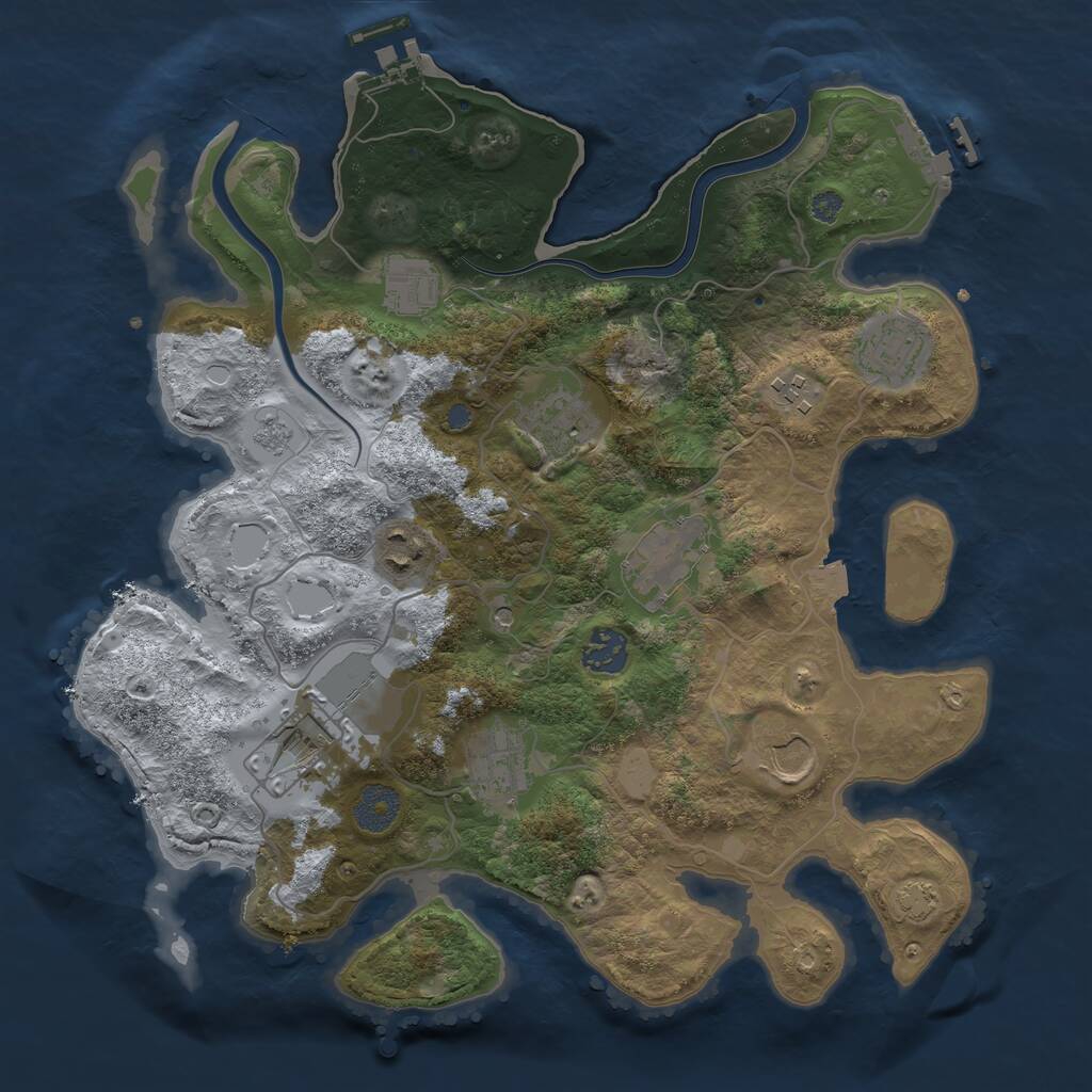 Rust Map: Procedural Map, Size: 3500, Seed: 25866, 15 Monuments