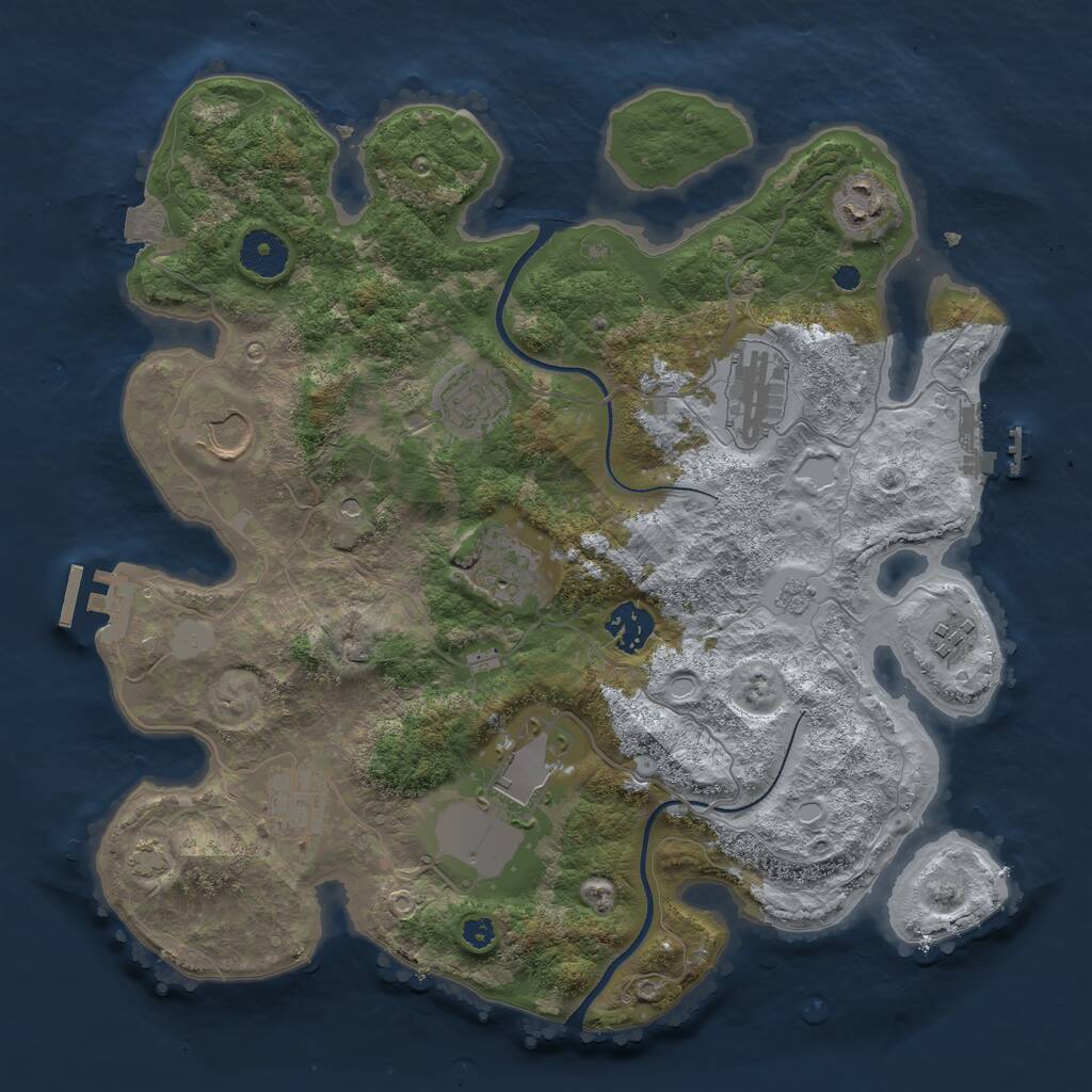 Rust Map: Procedural Map, Size: 3500, Seed: 2131674987, 15 Monuments