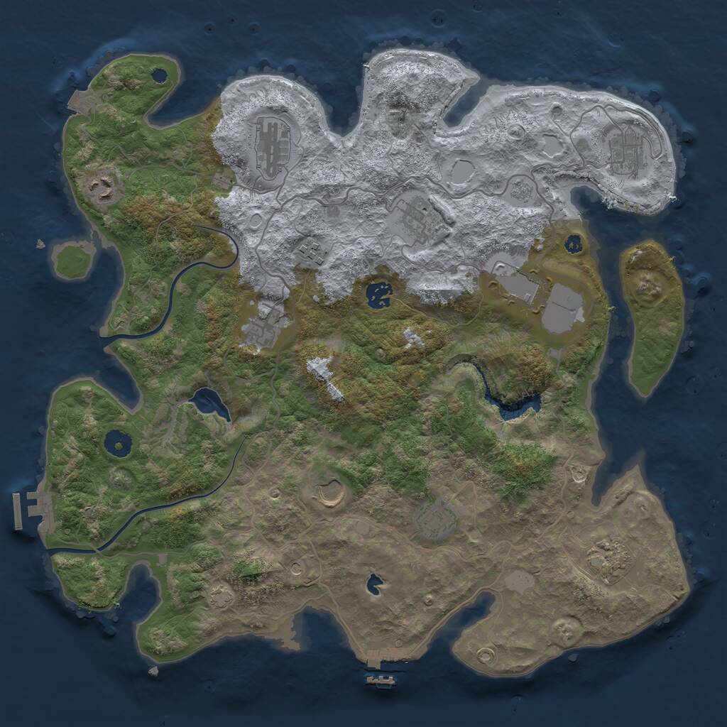 Rust Map: Procedural Map, Size: 4000, Seed: 860365825, 17 Monuments