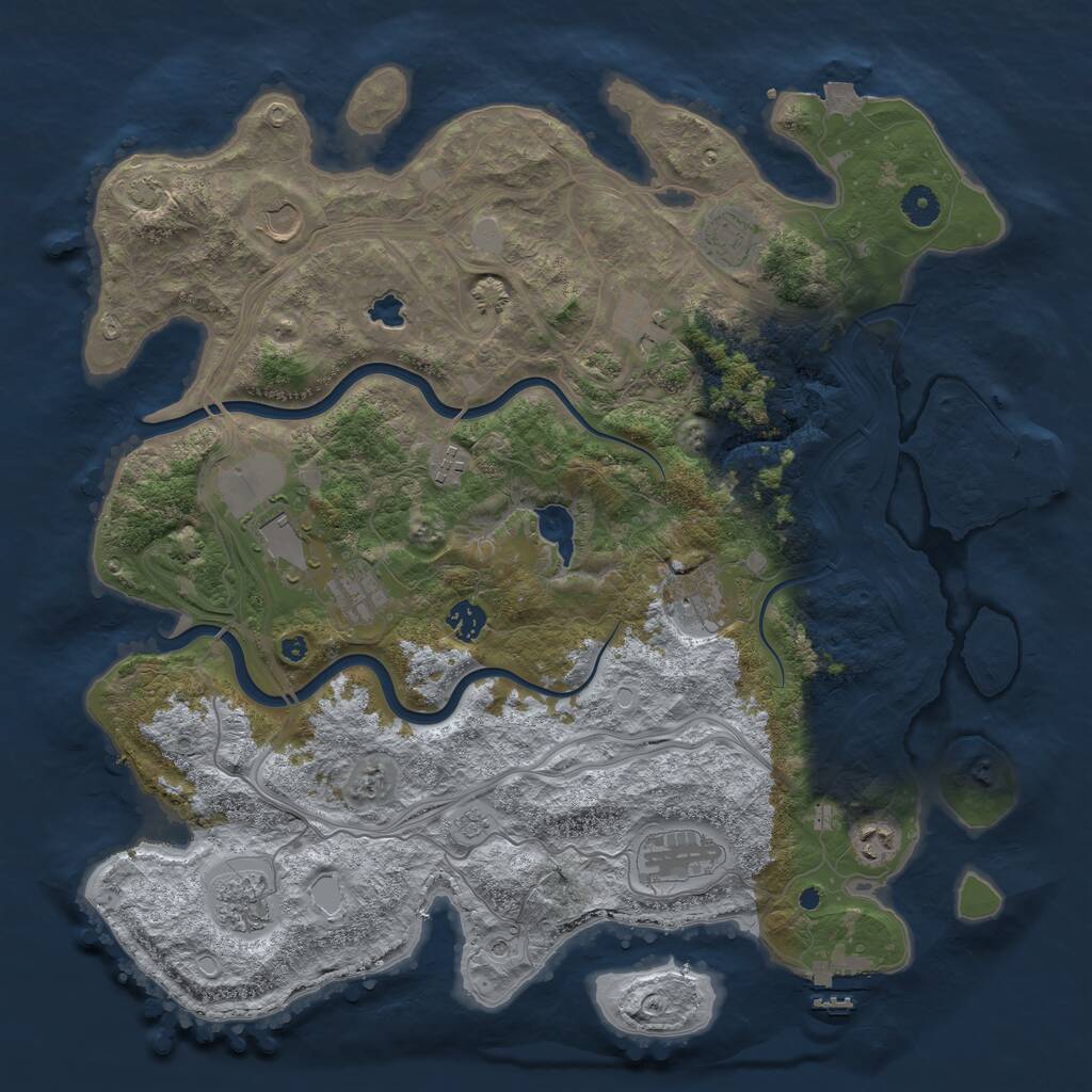 Rust Map: Procedural Map, Size: 4250, Seed: 1257958466, 17 Monuments