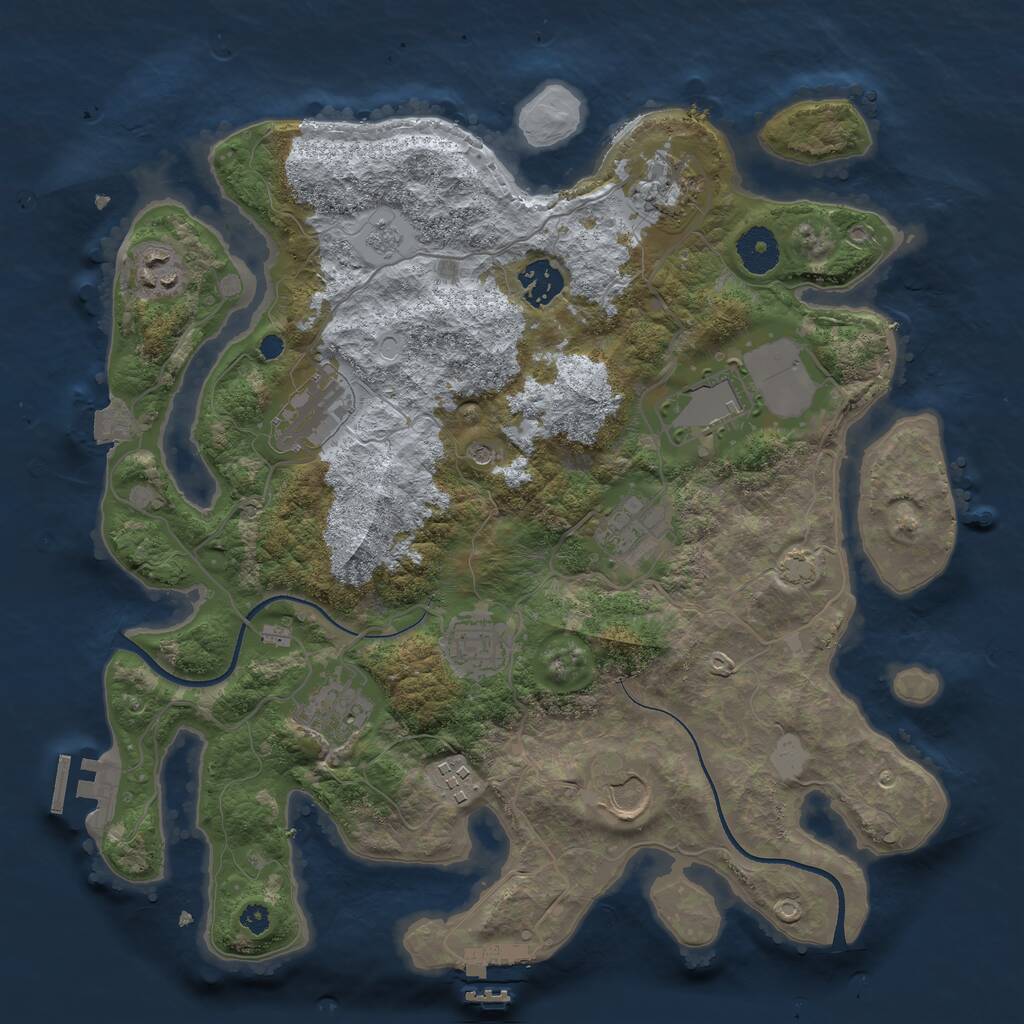 Rust Map: Procedural Map, Size: 3500, Seed: 572984377, 16 Monuments