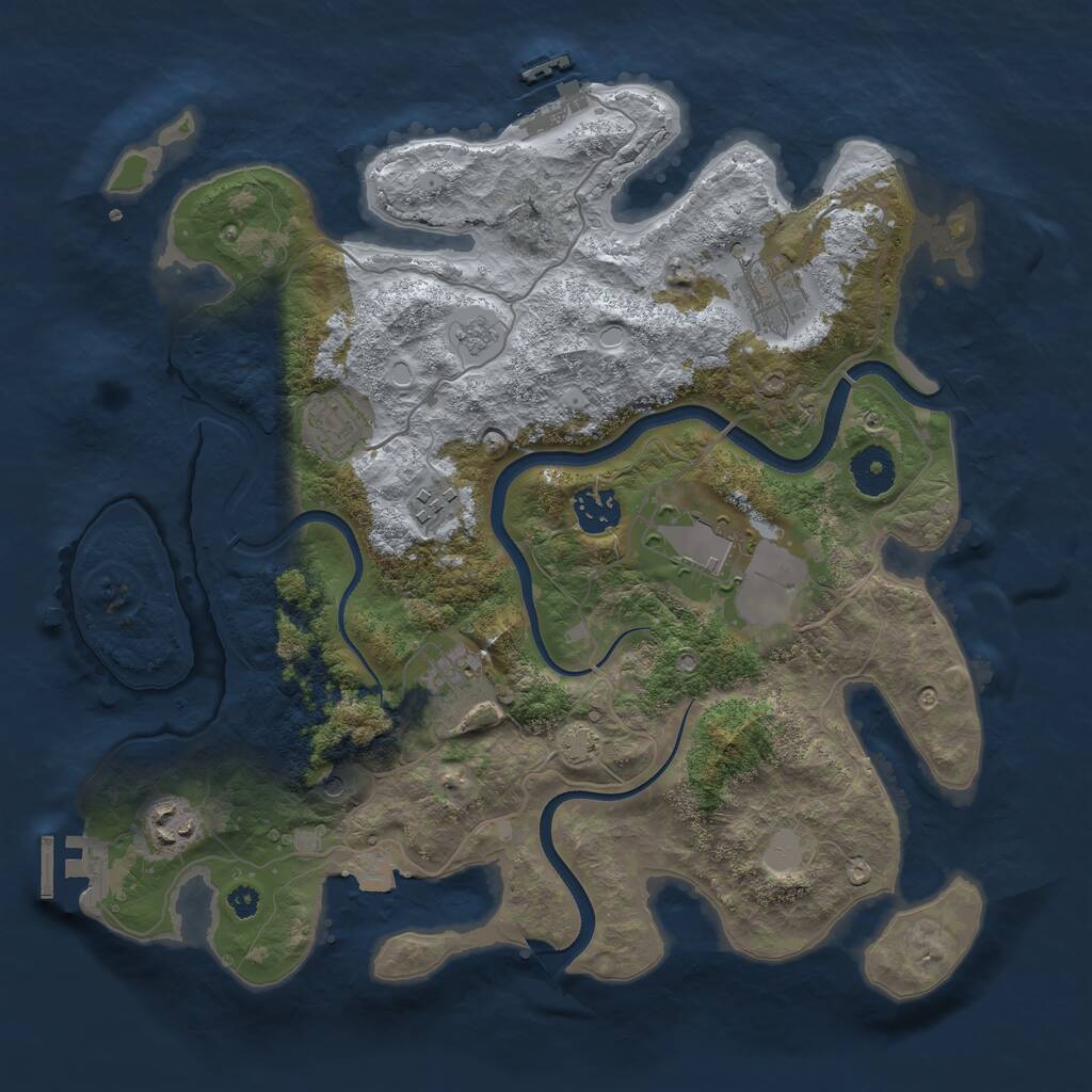 Rust Map: Procedural Map, Size: 3500, Seed: 2396645, 13 Monuments