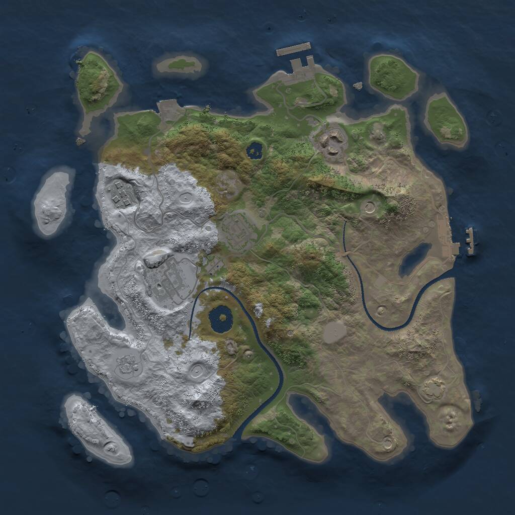 Rust Map: Procedural Map, Size: 3000, Seed: 29655, 10 Monuments