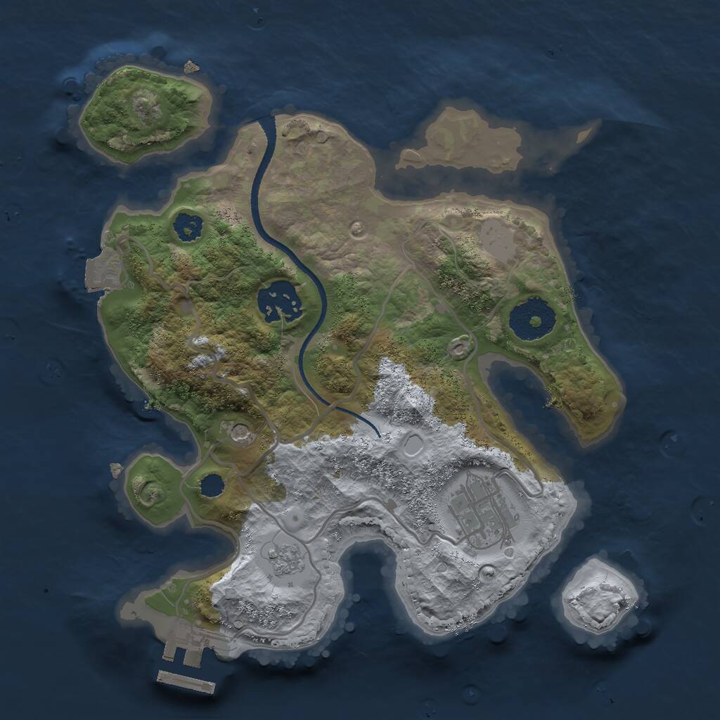 Rust Map: Procedural Map, Size: 2500, Seed: 1412023075, 6 Monuments