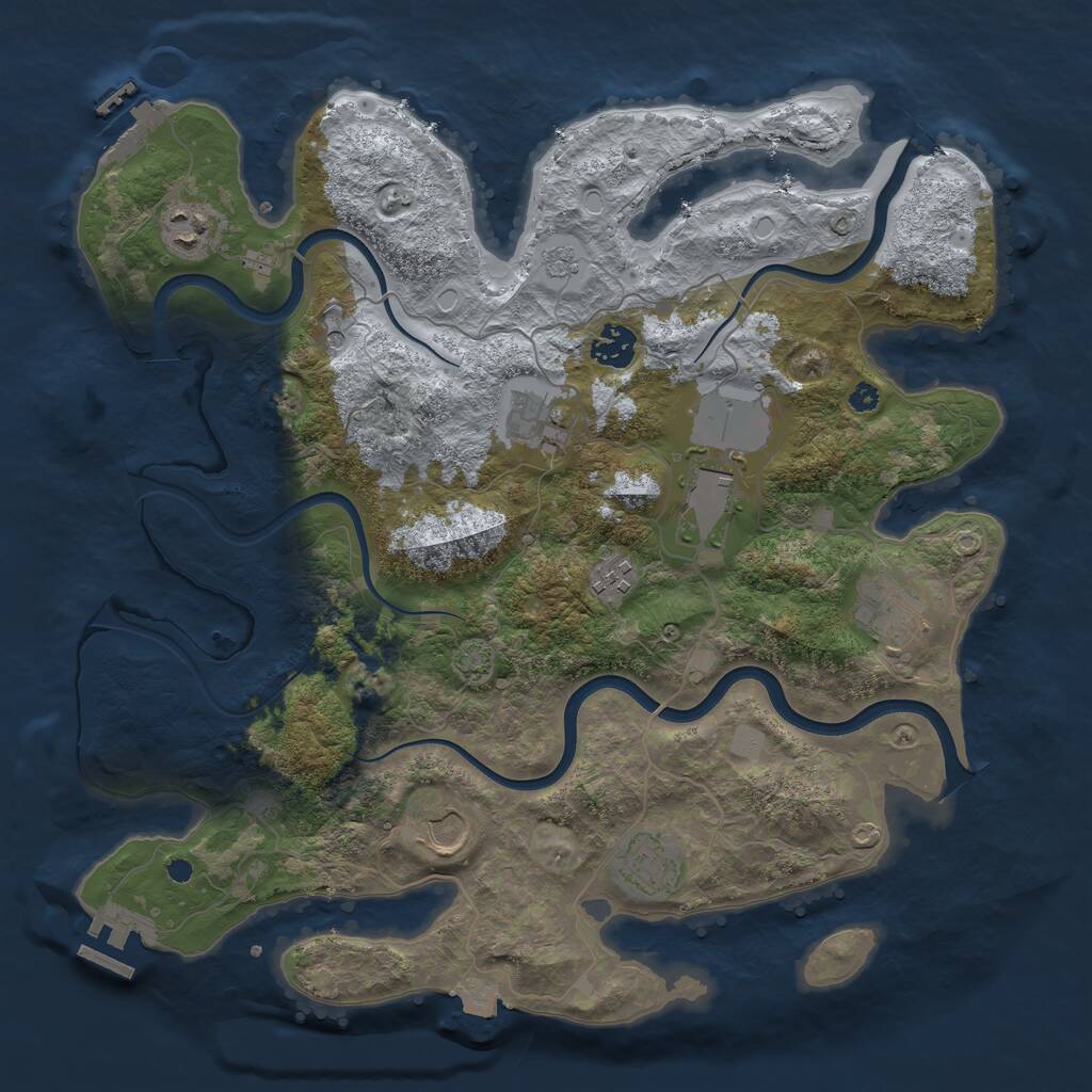 Rust Map: Procedural Map, Size: 3722, Seed: 276202668, 14 Monuments