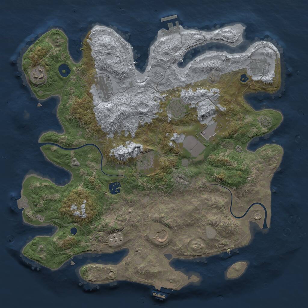 Rust Map: Procedural Map, Size: 3722, Seed: 276202668, 15 Monuments