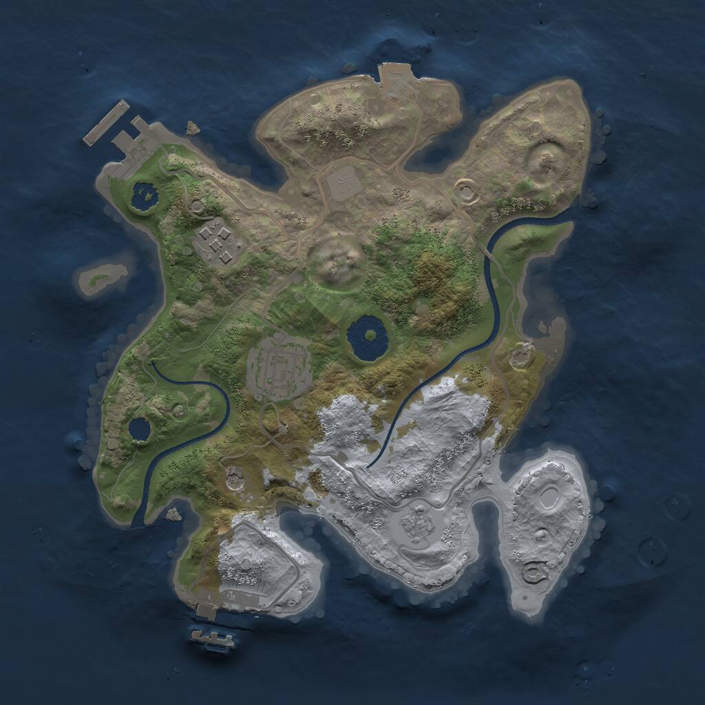 Rust Map: Procedural Map, Size: 2500, Seed: 85931, 7 Monuments