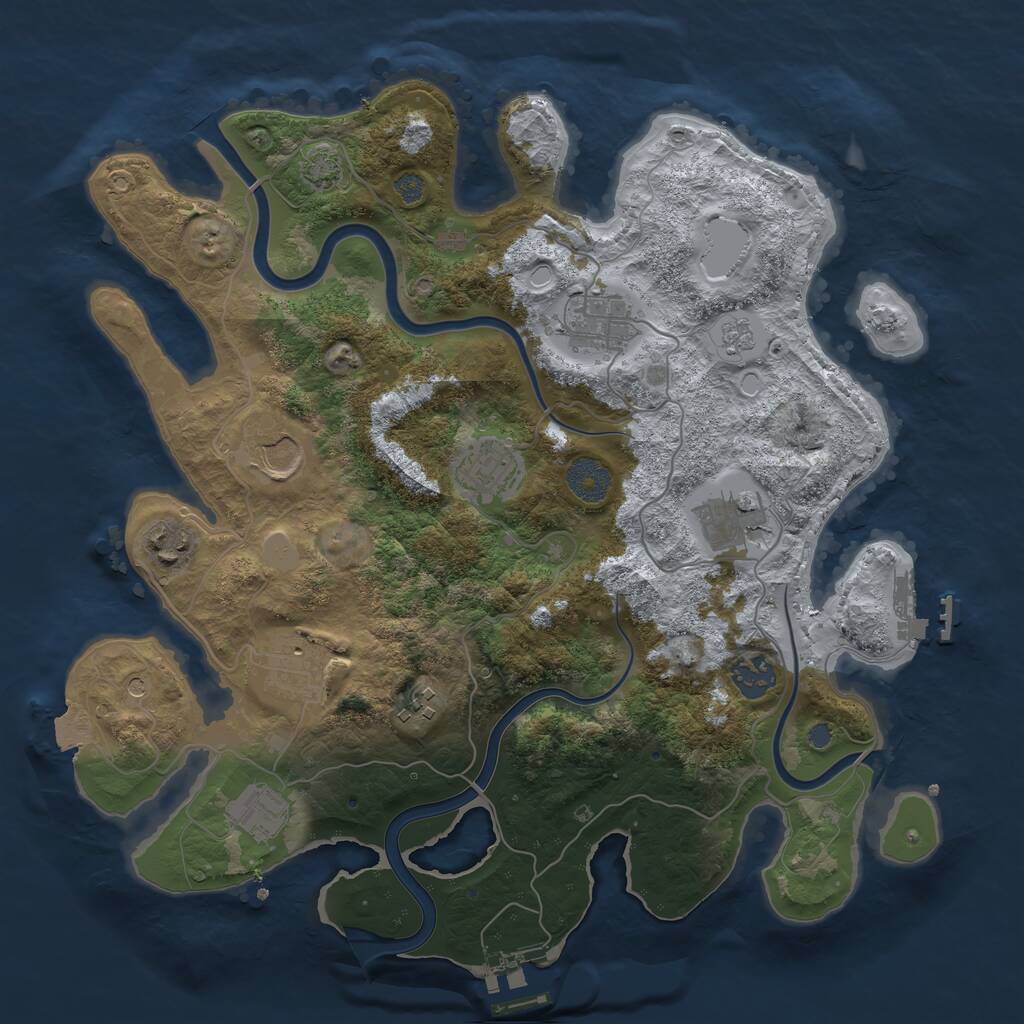 Rust Map: Procedural Map, Size: 3500, Seed: 85931568, 14 Monuments