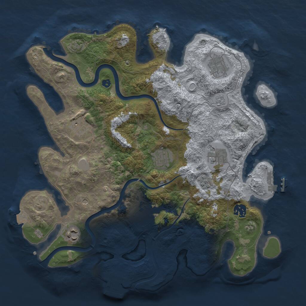 Rust Map: Procedural Map, Size: 3500, Seed: 85931568, 14 Monuments