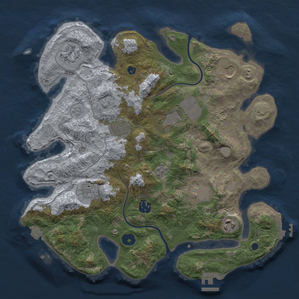 Rust Map: Procedural Map, Size: 3500, Seed: 1121696329, 15 Monuments