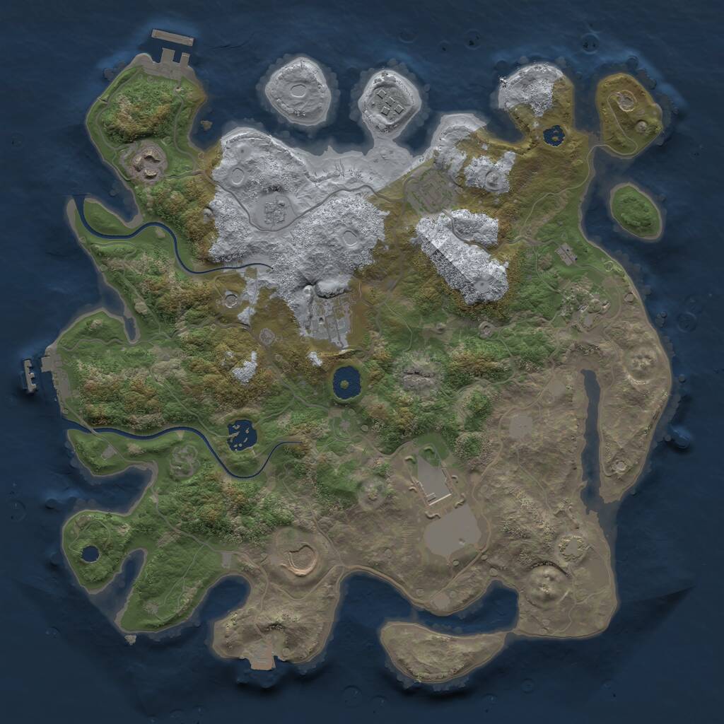 Rust Map: Procedural Map, Size: 3500, Seed: 65378593, 14 Monuments