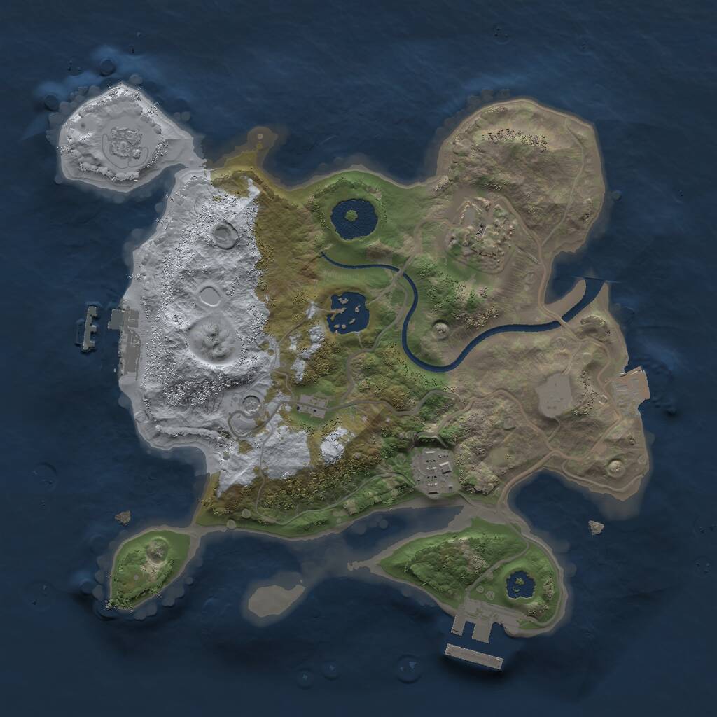 Rust Map: Procedural Map, Size: 2500, Seed: 22225, 10 Monuments