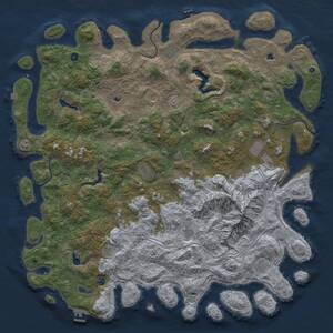 Thumbnail Rust Map: Procedural Map, Size: 6000, Seed: 678999663, 17 Monuments