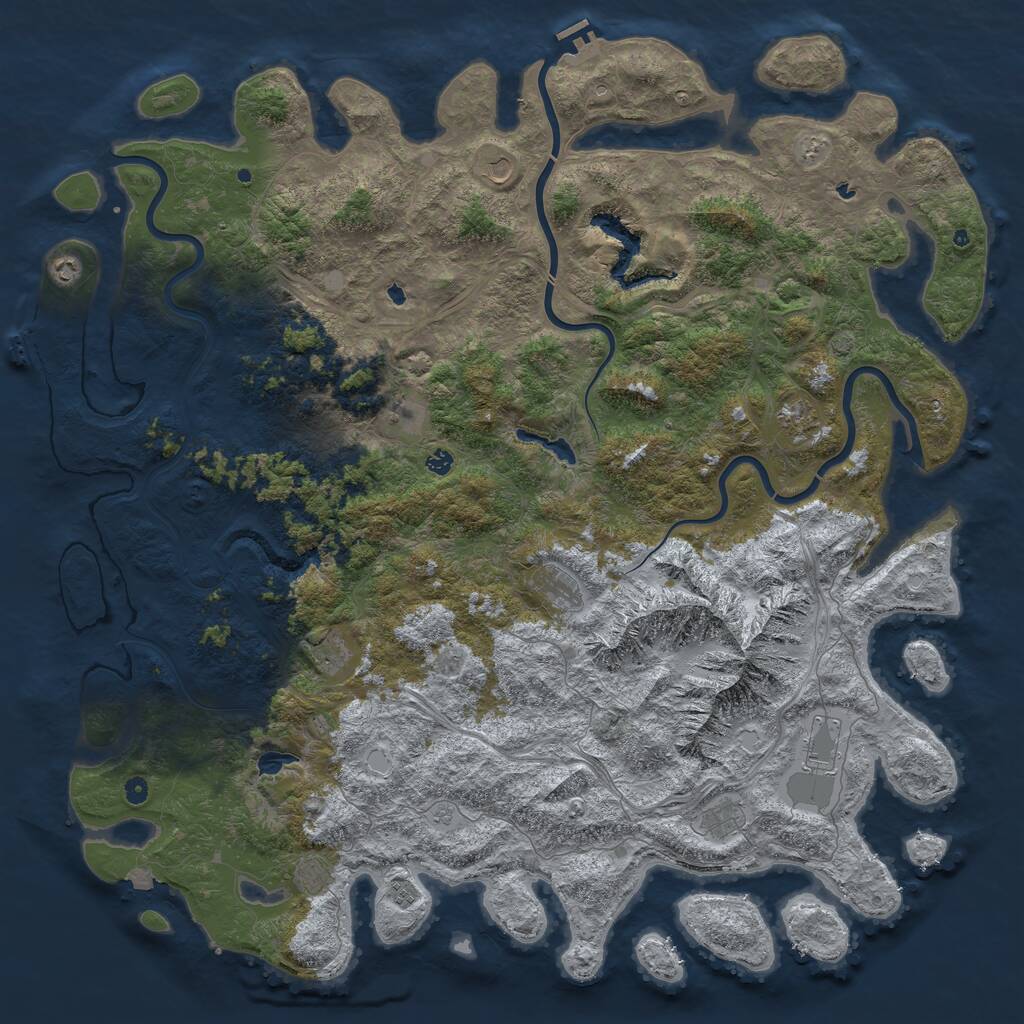 Rust Map: Procedural Map, Size: 6000, Seed: 678999663, 19 Monuments