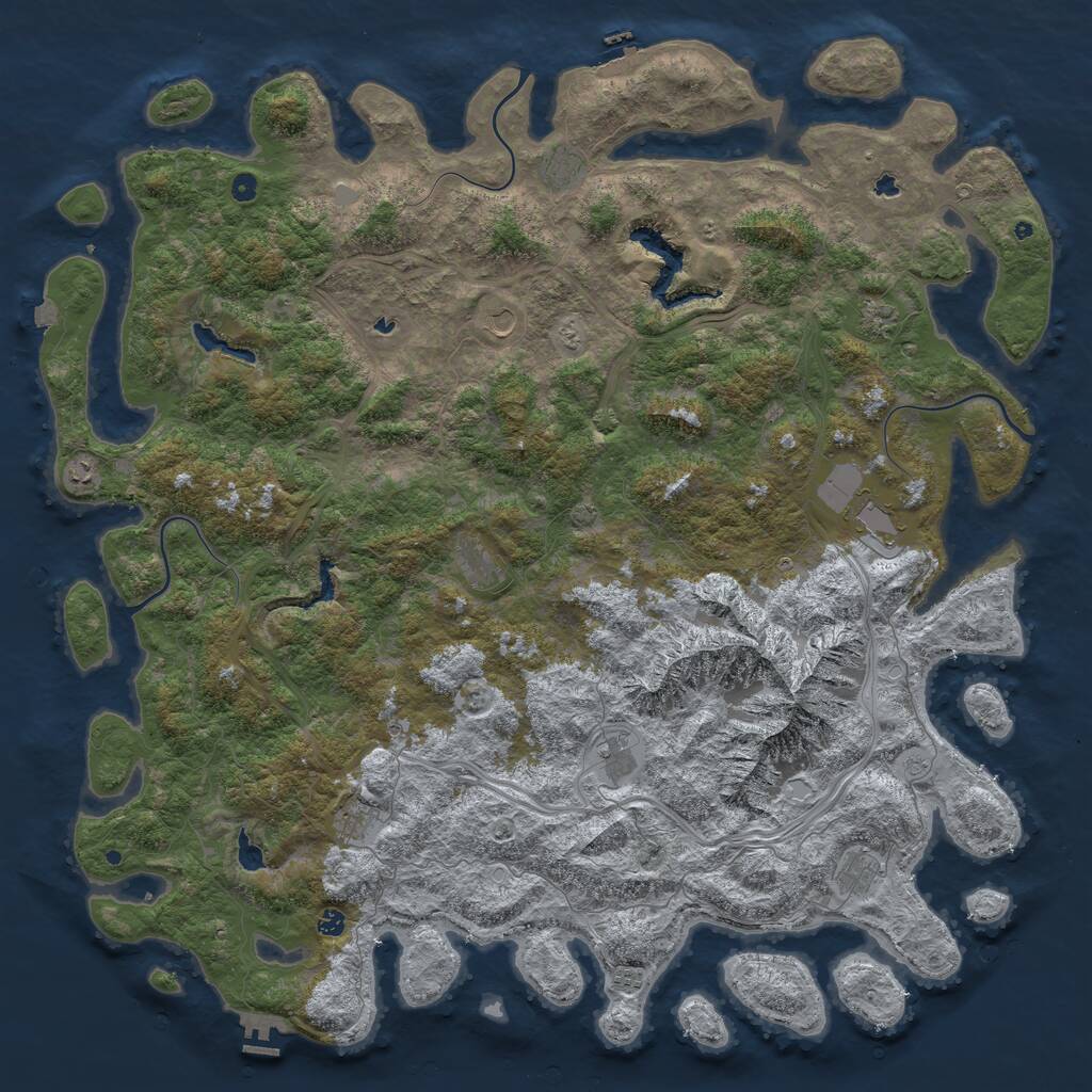 Rust Map: Procedural Map, Size: 6000, Seed: 678999663, 17 Monuments