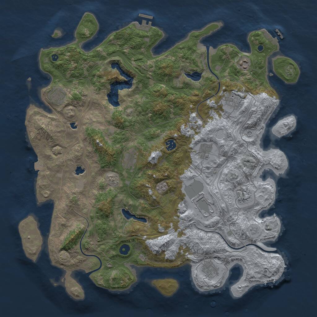 Rust Map: Procedural Map, Size: 4500, Seed: 517305433, 16 Monuments