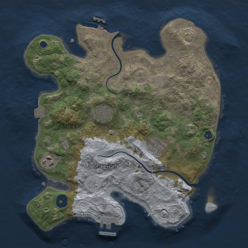 Rust Map: Procedural Map, Size: 3000, Seed: 235073083, 9 Monuments