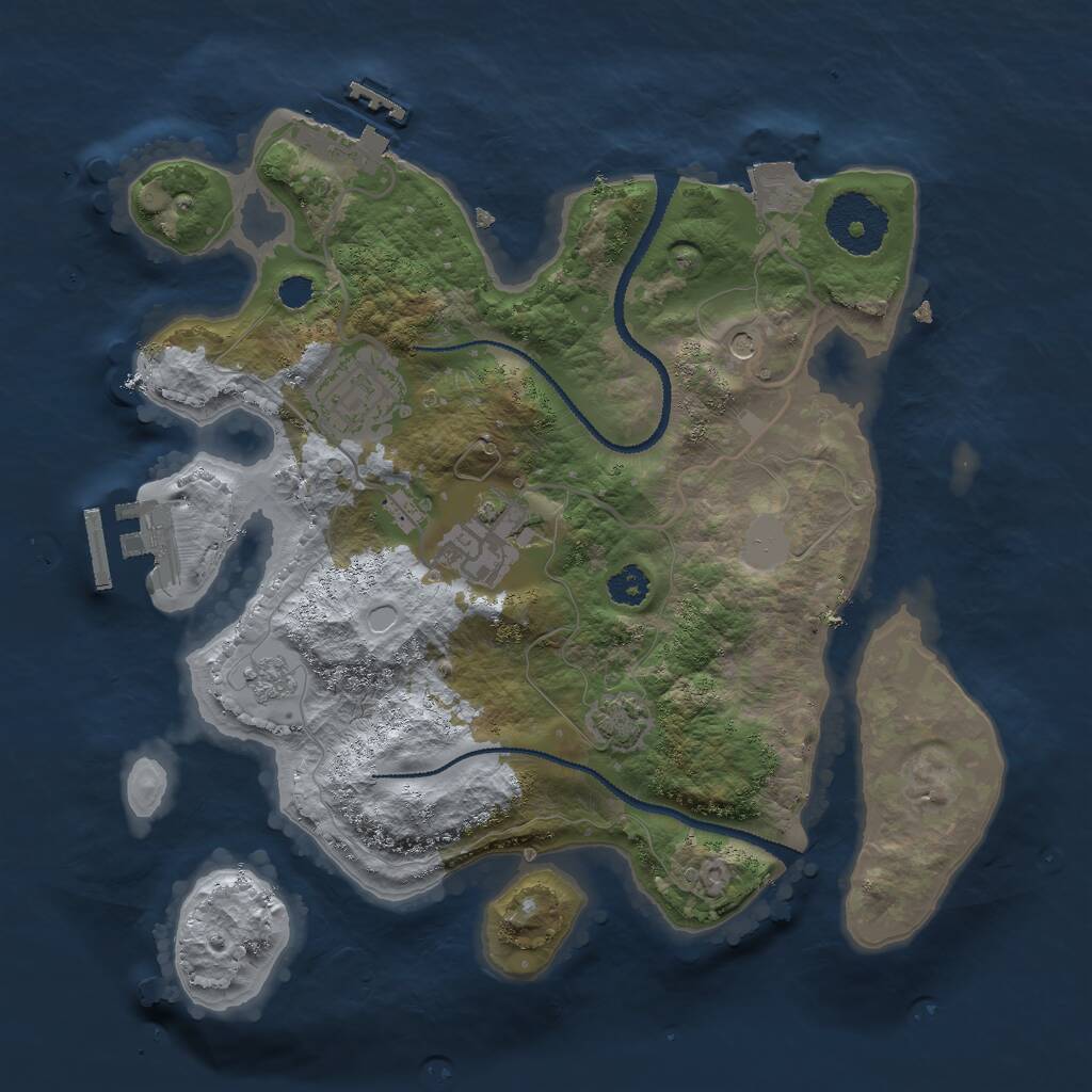 Rust Map: Procedural Map, Size: 2700, Seed: 384690606, 8 Monuments