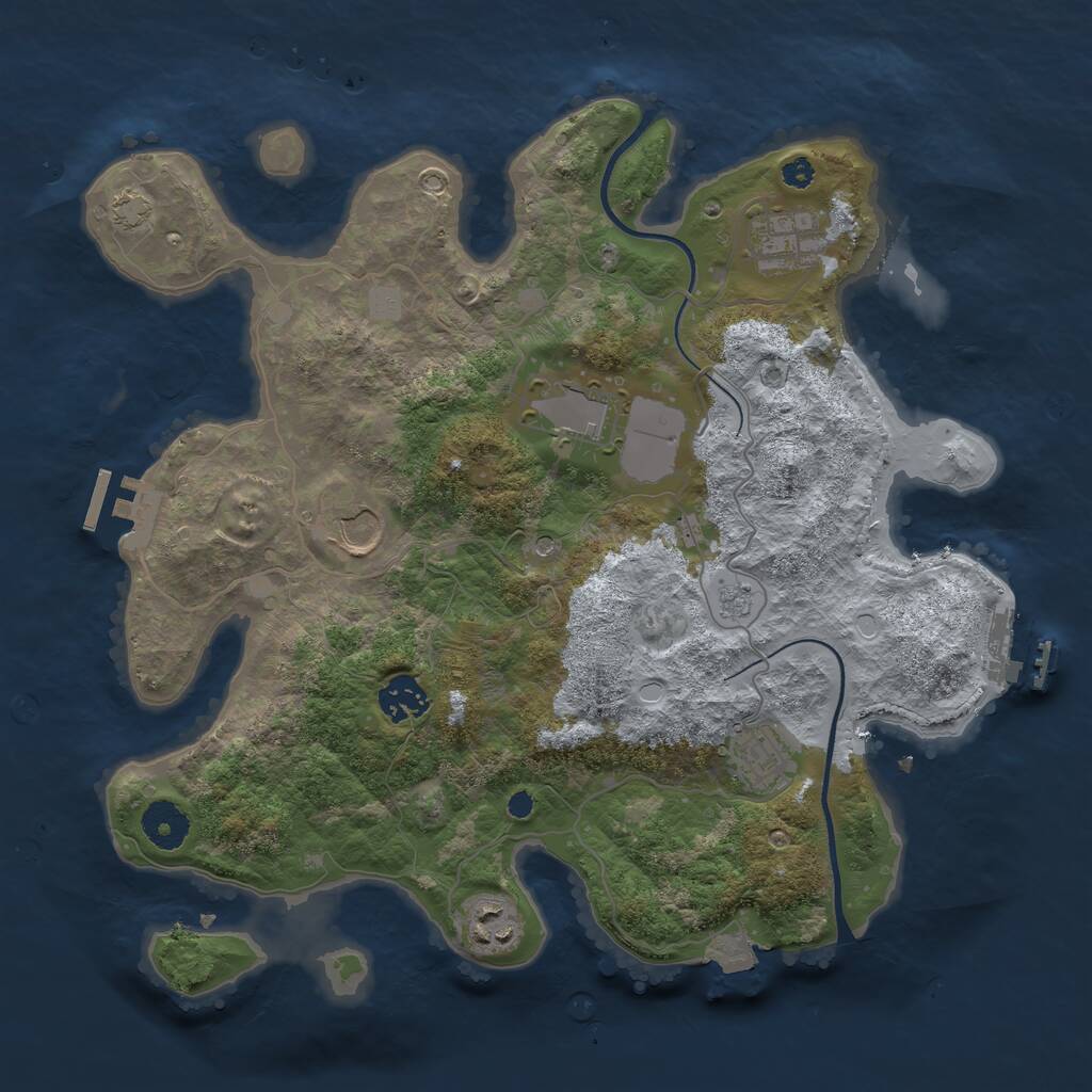 Rust Map: Procedural Map, Size: 3500, Seed: 44045905, 12 Monuments