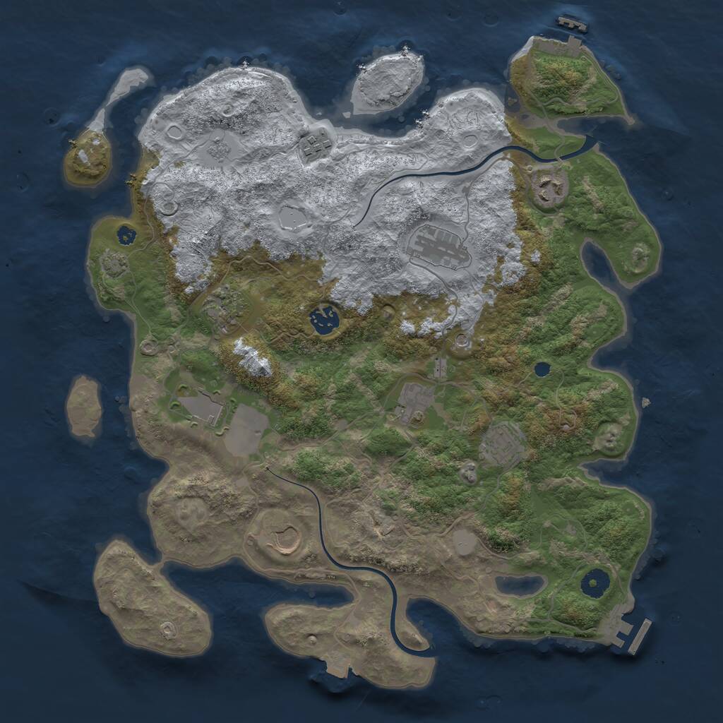 Rust Map: Procedural Map, Size: 3850, Seed: 7583443, 15 Monuments