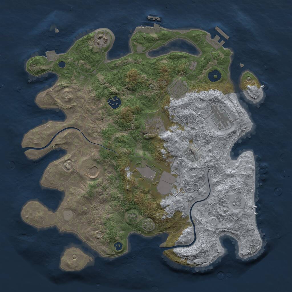 Rust Map: Procedural Map, Size: 3500, Seed: 177870539, 12 Monuments