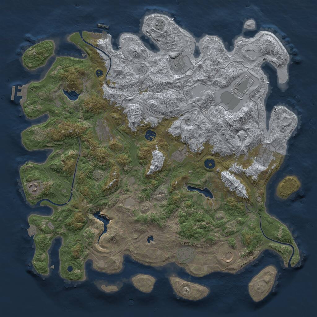 Rust Map: Procedural Map, Size: 4500, Seed: 208347601, 16 Monuments