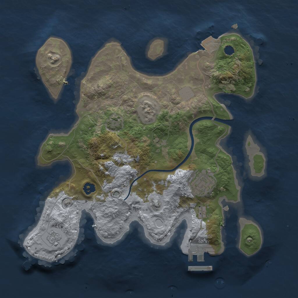 Rust Map: Procedural Map, Size: 2500, Seed: 1595258196, 5 Monuments