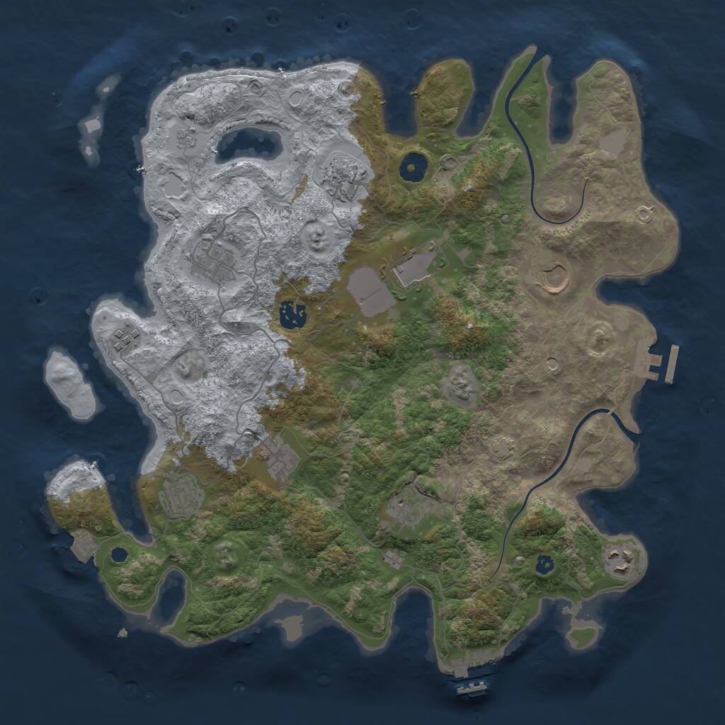 Rust Map: Procedural Map, Size: 3800, Seed: 1196553164, 16 Monuments