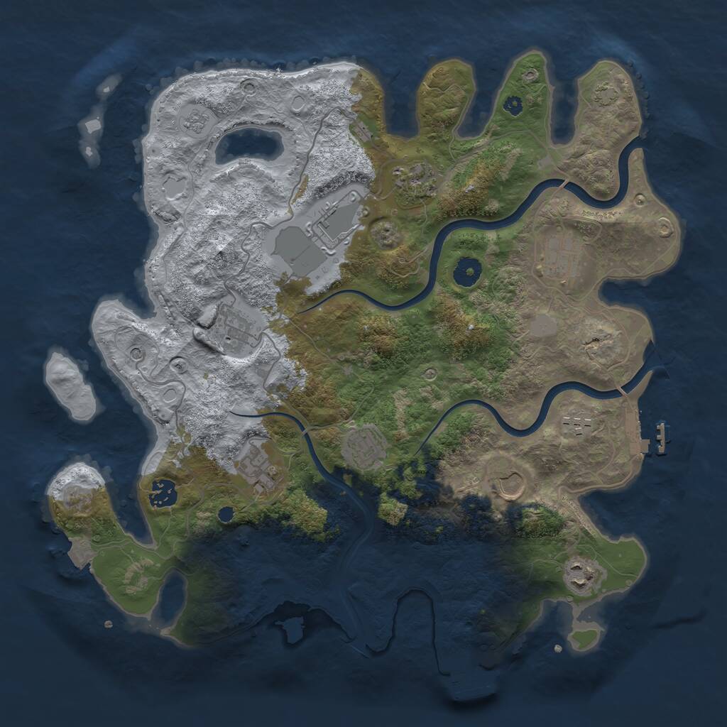 Rust Map: Procedural Map, Size: 3800, Seed: 1196553164, 16 Monuments