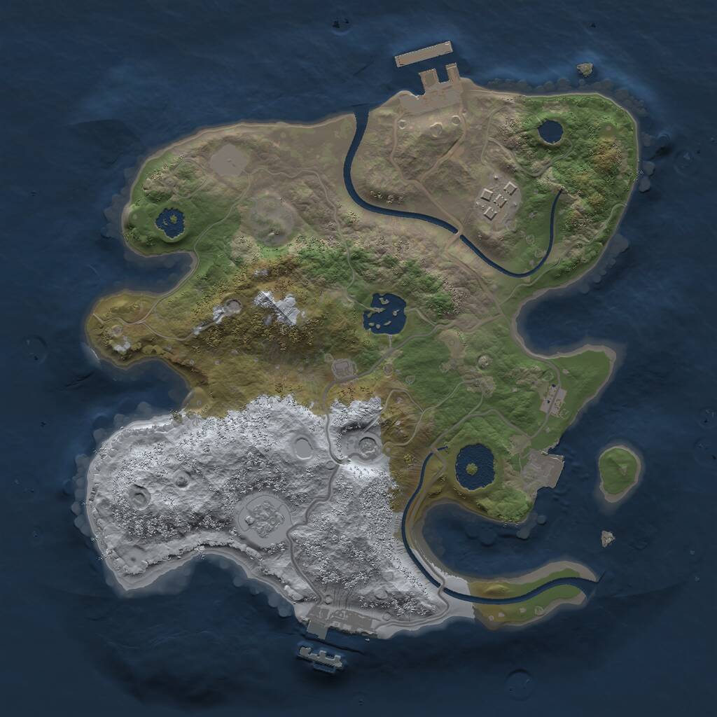 Rust Map: Procedural Map, Size: 2500, Seed: 648200416, 7 Monuments