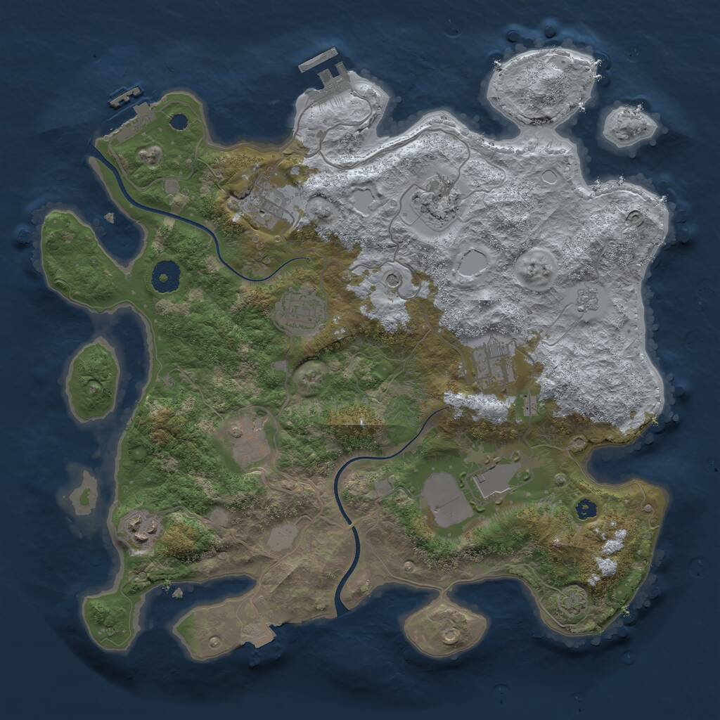 Rust Map: Procedural Map, Size: 3500, Seed: 3792, 13 Monuments